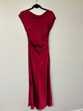 Elegant Red Draped Maxi Dress